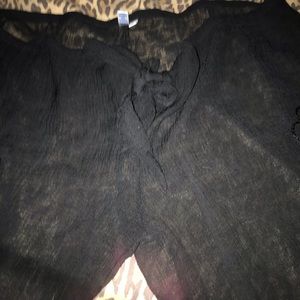BY THE SEA large black sheer pants cropped swim cover up tie & waist like new